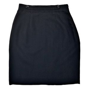 Ann Taylor 100% Wool Skirt - Black‎ - Vintage 1990s 90s Buttons Lined - Size 10